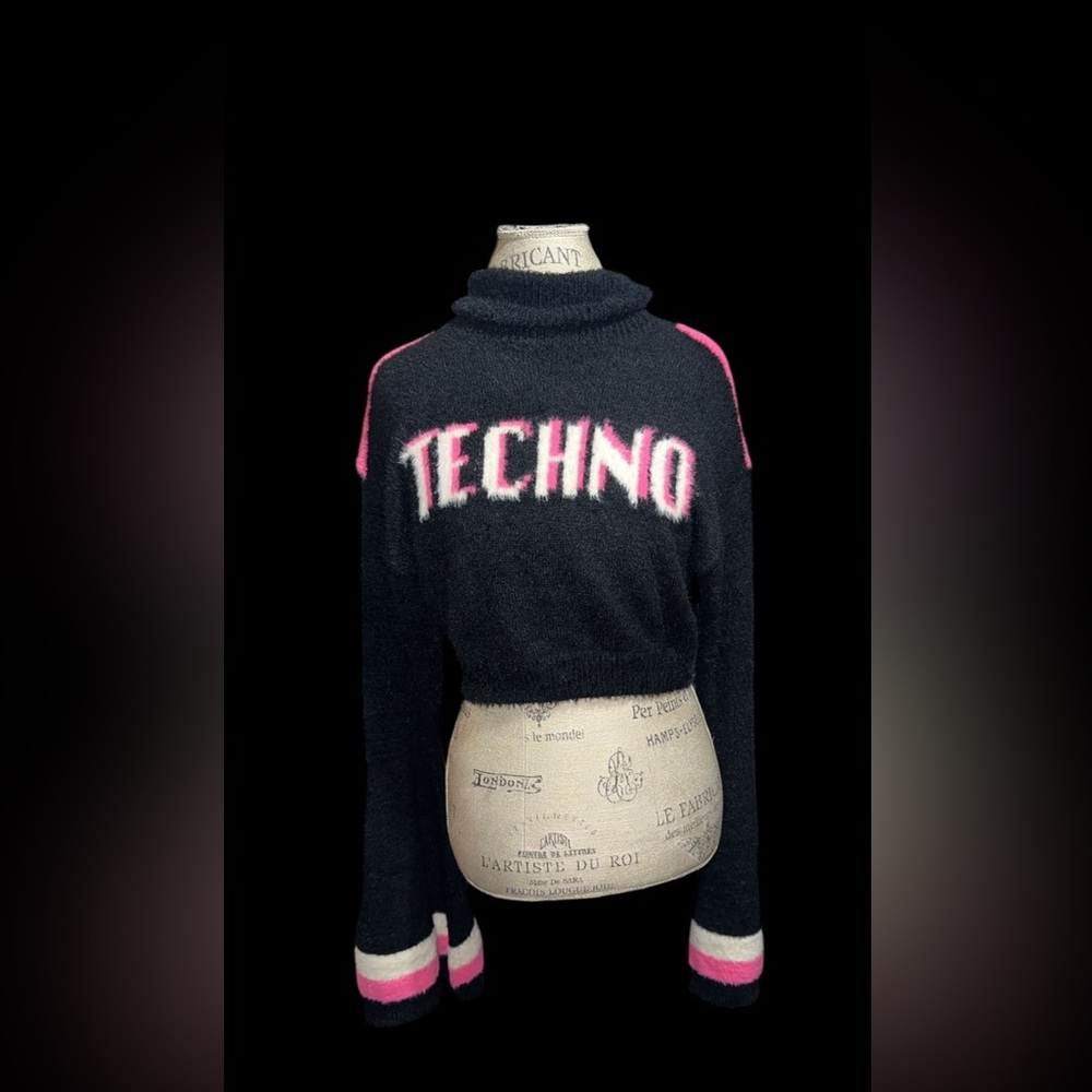 Dolls Kill Black and Pink Techno Sweater